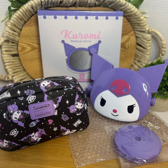 Loungefly Handbags - Loungefly Sanrio Kuromi Crystal Ball Makeup Bag & Kuromi Makeup Mirror New
